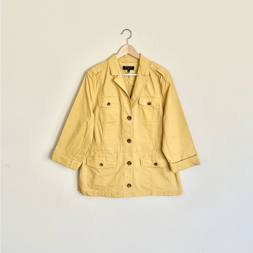 Talbots Stretch Canvas Yellow Utility Jacket Women’s size XL